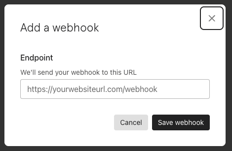 Configuring a webhook in a form's settings — the webhook URL generated by Make is pasted into the form's outbound destination field so every new submission gets mailed there.